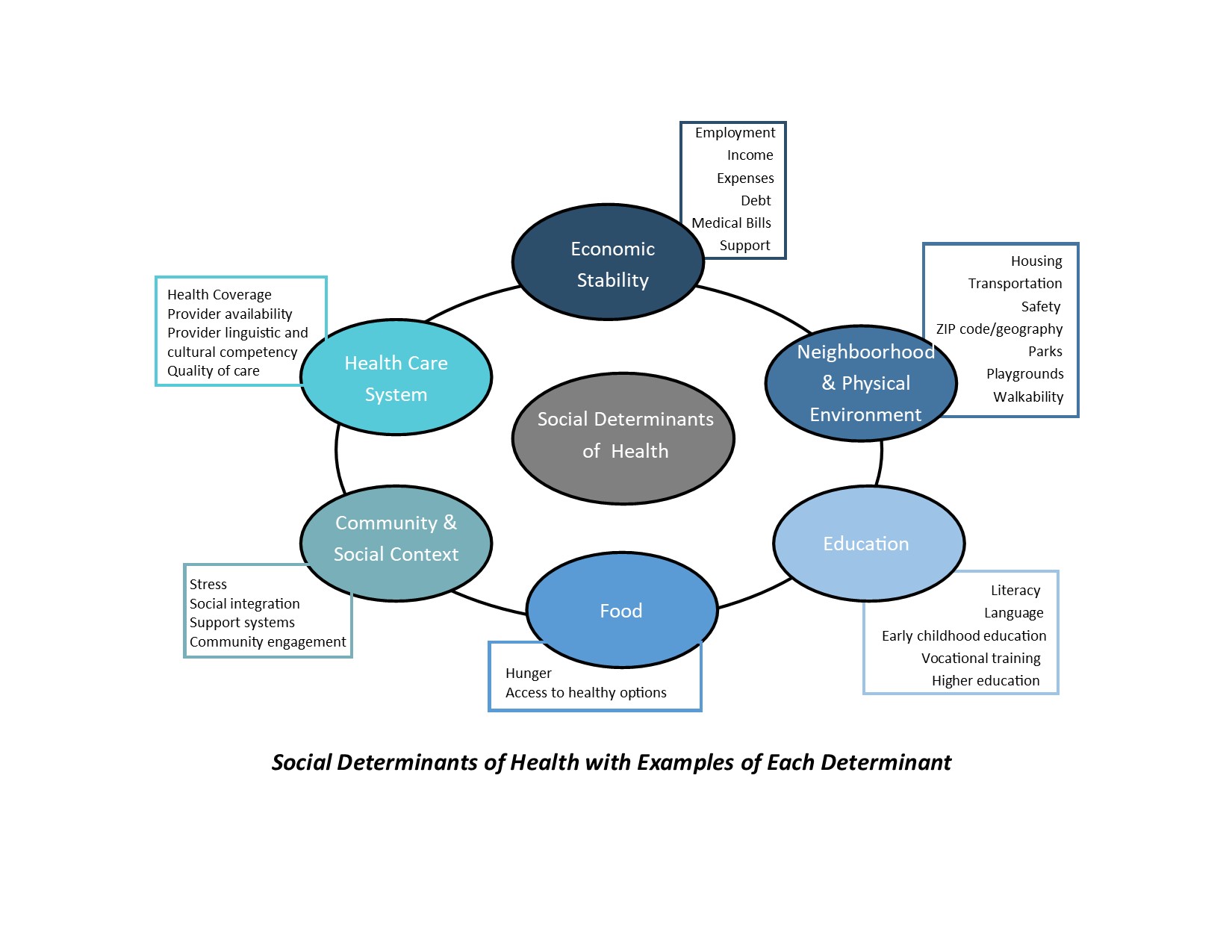 The SDoH and examples of each determinant